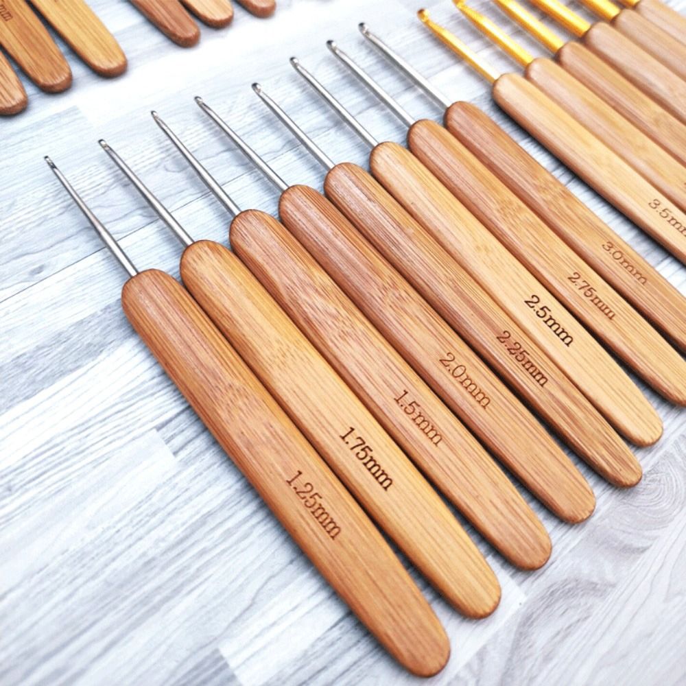 Ganchos de ganchillo con mango de madera, agujas de tejer, hilo de tejido artesanal para principiantes, trabajo fino, hilo fino y tejido de encaje, 0,75mm-3mm