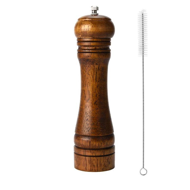 Pepper Grinder Pepper Mill Solid wood with strong adjustable ceramic grinder 8 Inch: Default Title