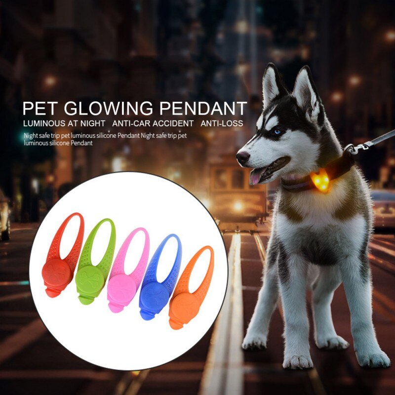 Pets LED Pendant Safety Flashing Glow Light LED Collar Pendant Necklace For Dog Puppy Pet Outdoor Leads Button Battery