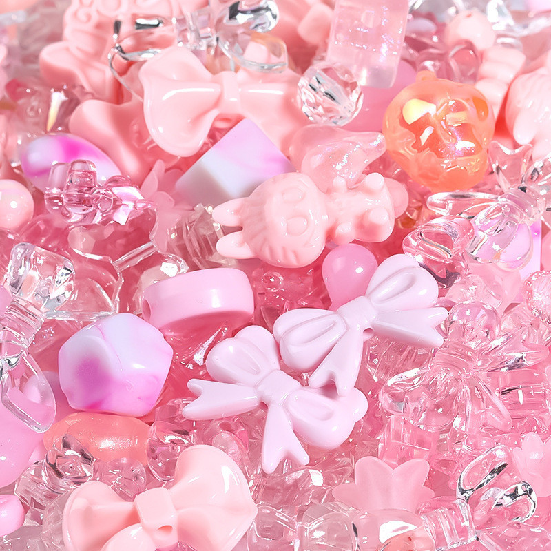 50 g/paquete de cuentas sueltas acrílicas de colores mezclados de estilo mixto para pulsera, collar, suministros de joyería, accesorios hechos a mano DIY: Rojo