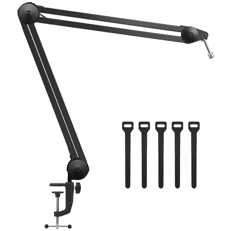 Microphone Stand, Heavy Duty Mic Arm Microphone Stand Suspension Scissor Boom Stands with Mic Clip and Cable Ties: Default Title