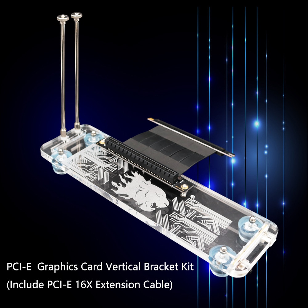 model PCI- E 3.0 16X Graphics Card vertical kickstand/base with RGB LED Light and PCI-E Extension cable DIY ATX case