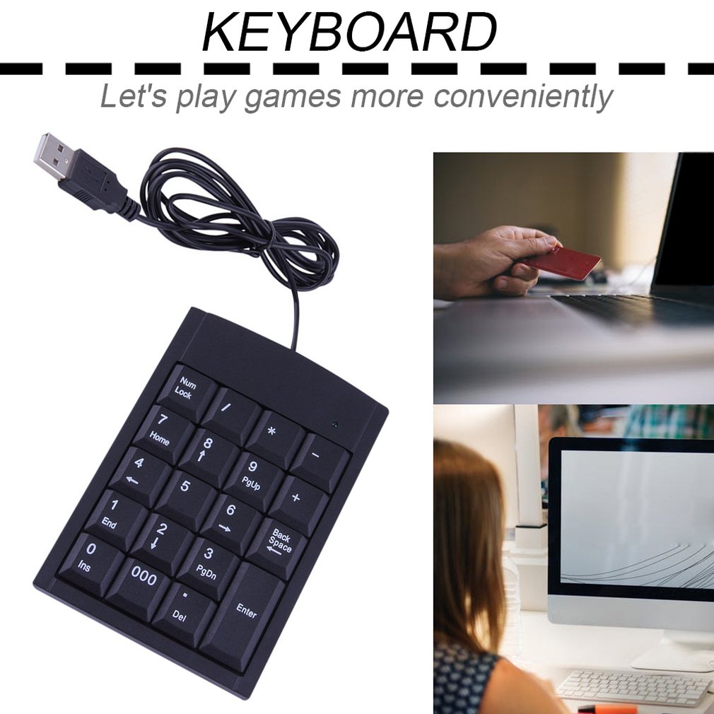 1pc mini usb bekabelde numerieke toetsenbord adapter 19 toetsen voor laptop pc zwart nieuwste
