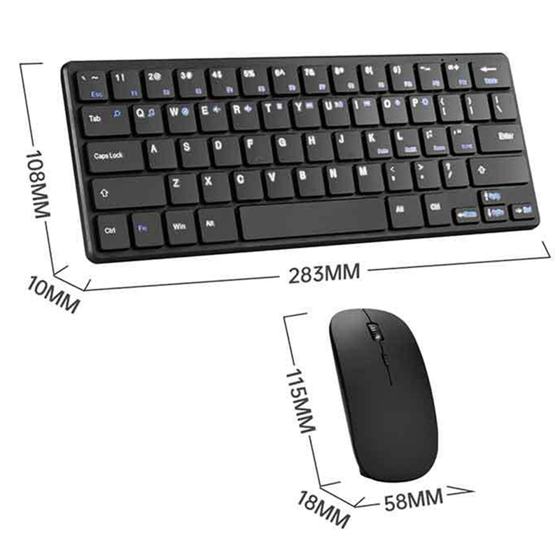 Wireless Keyboard and Mouse Combo Small and Quiet Chocolate Key 2.4GHz 64-Key Wireless Keyboard and Mouse Combo(Black)