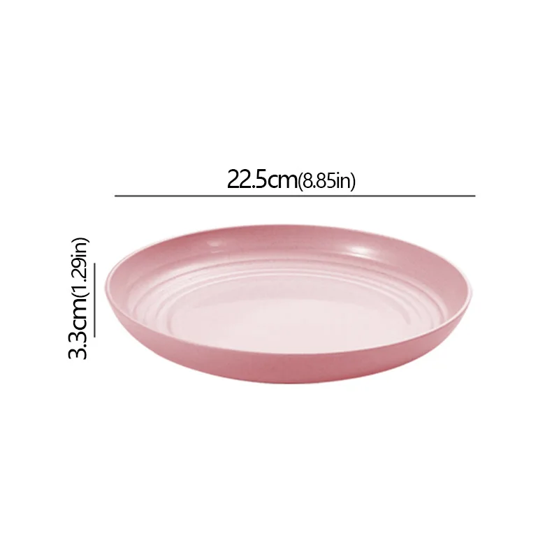 Wheat Straw Solid Color Round Plates Salad Dessert Dinner Reusable Microwave Safe Anti Fall And Shatter Plates Fruit Plate: Yellow