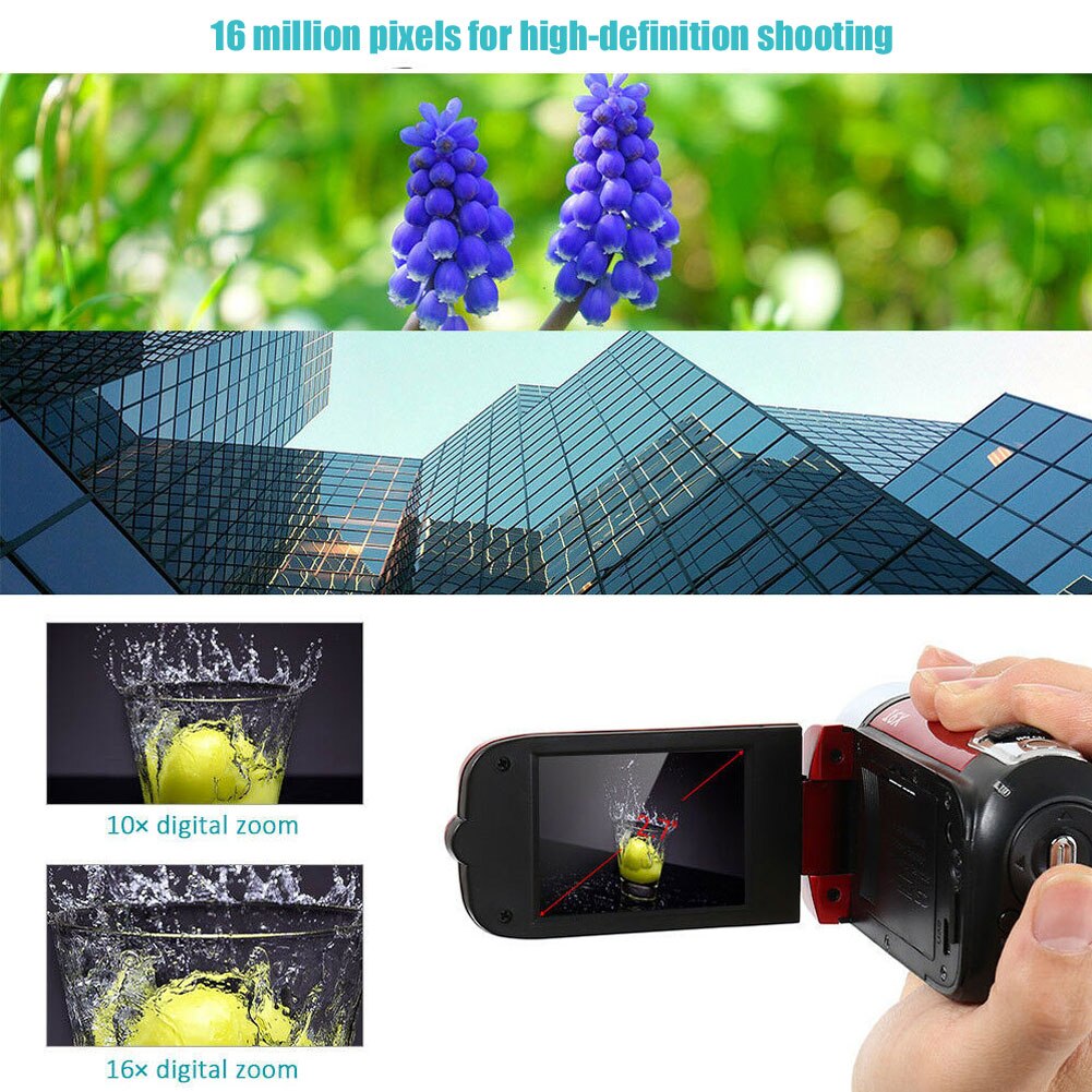 1080P Camcorder Getimede Selfie Dvr Video Draagbare Led Light High Definition Schieten Anti-Shake Digitale Camera Professionele