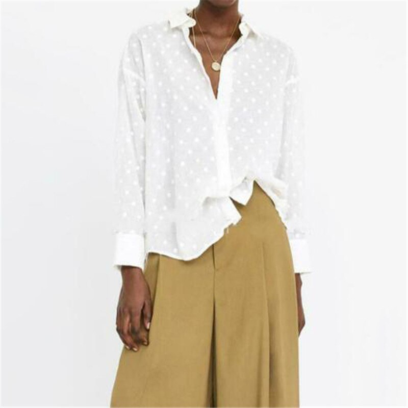 Chemise OL à manches longues pour femmes, haut à pois, , à la , Streetwear, vêtements d&#39;automne