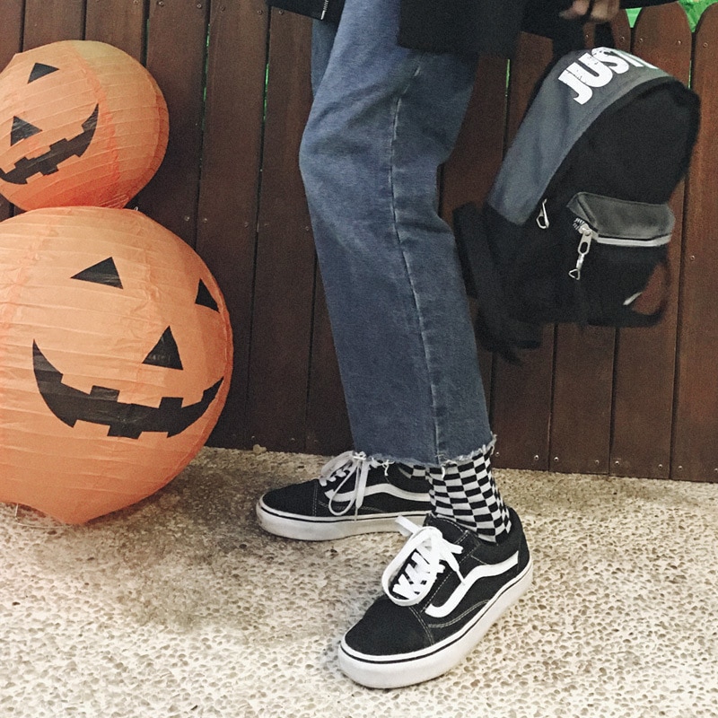 Hop katoen unisex streetwear nieuwigheid sokken korea funky harajuku trend geometrische geruite sokken mannen hip vrouwen schaakbord sokken