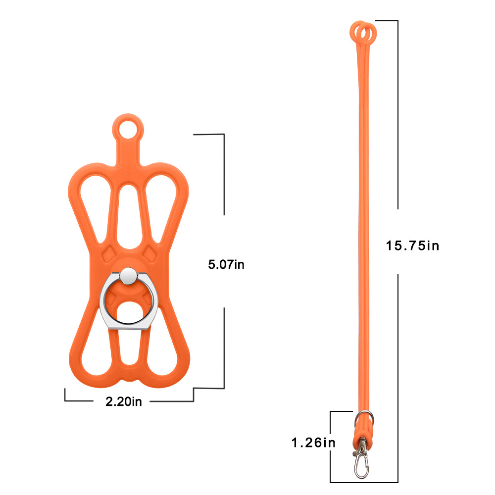 Courroie universelle de cou de lanière pour l'anneau de téléphone portable Nekband porte-anneau de doigt lanière d'anneau de téléphone portable de Silicone pour des clés: Orange