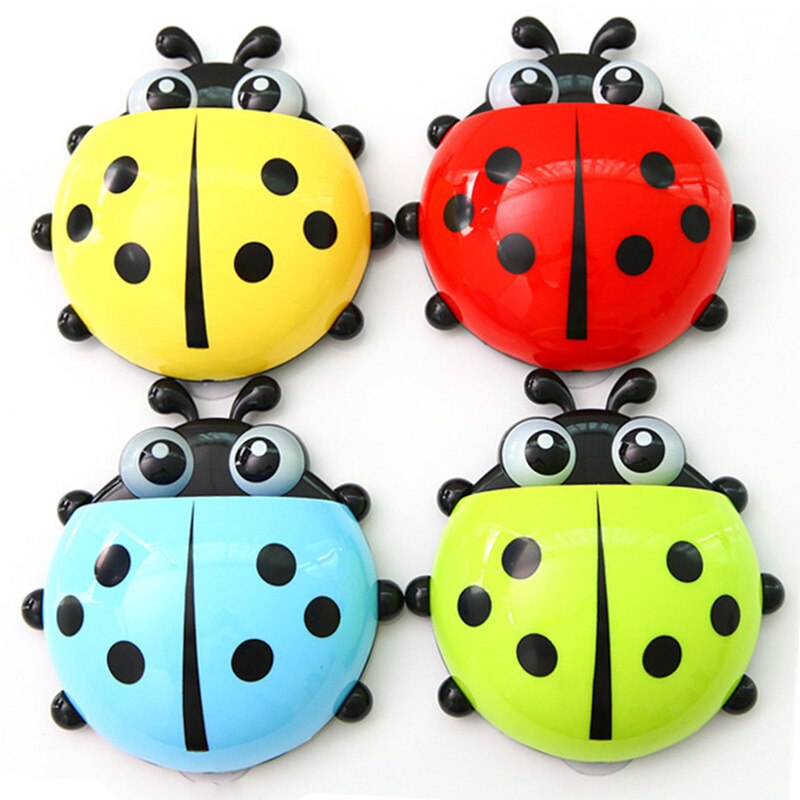 Cute Ladybug Insect Toothbrush Holder Toiletries Toothpaste Holder Wall Cup Tooth Brush Container Bathroom Gadgets Accessories