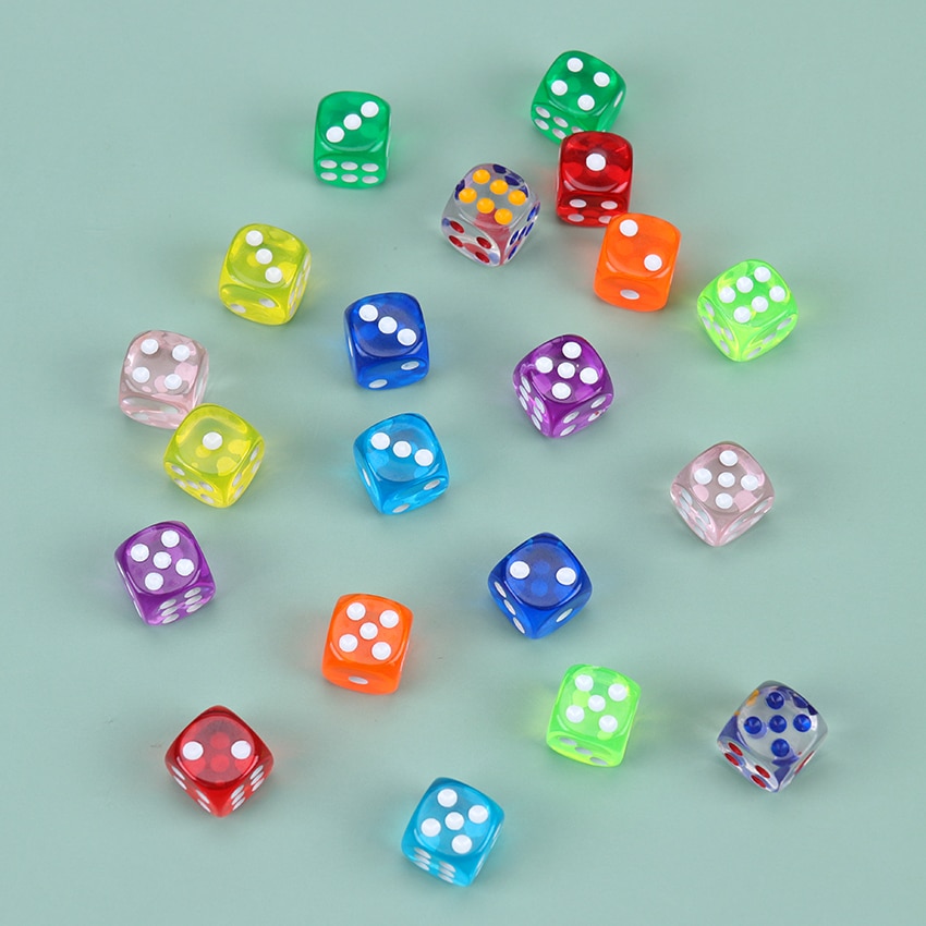 10PCS Colors Dice Acrylic 6 Sided Round Corner Digital Dice For KTV Bar Club Party Family Games