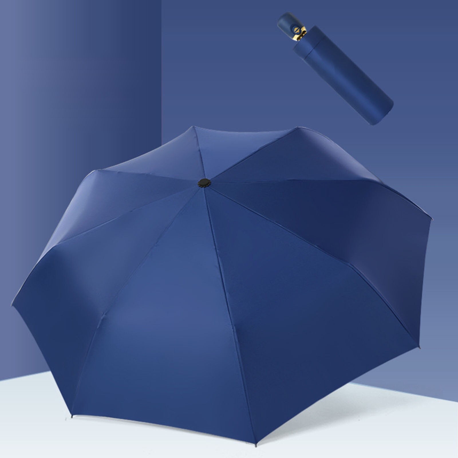 Parasol Licht Reizen Paraplu Windbestendig Parasol Paraplu Uva + 50 Opvouwbare Paraplu Volautomatische Paraplu Voor Regen/Zon: Navy