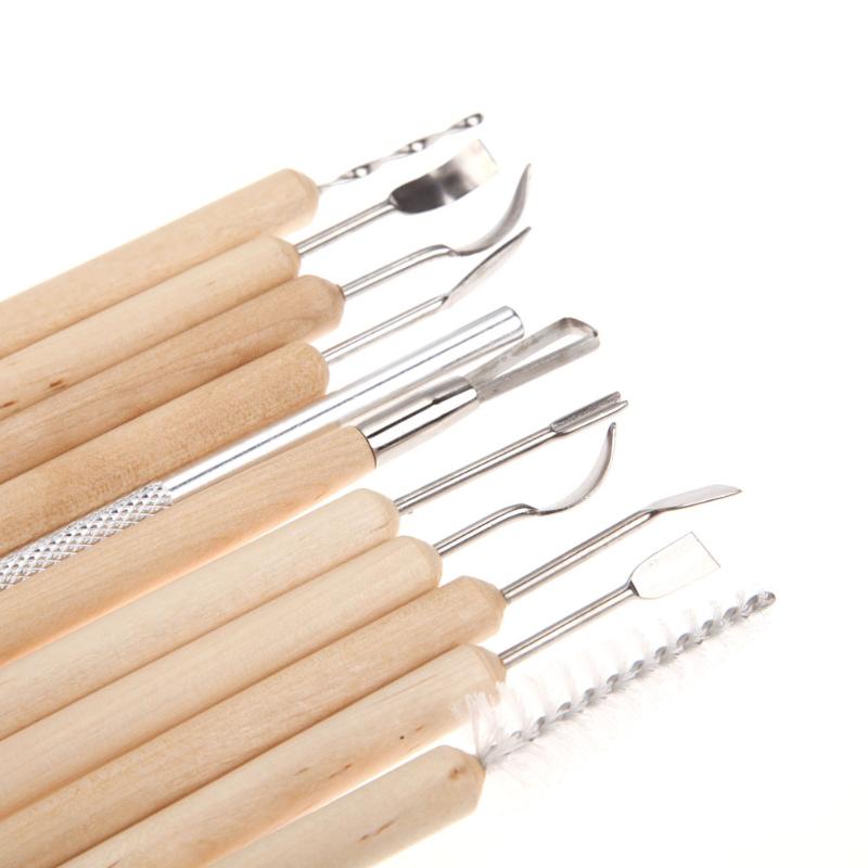Lera skulptur kit verktyg skulptera utjämning vax carving keramik keramiska verktyg polymer shapers modellering snidade verktyg trä handtag set