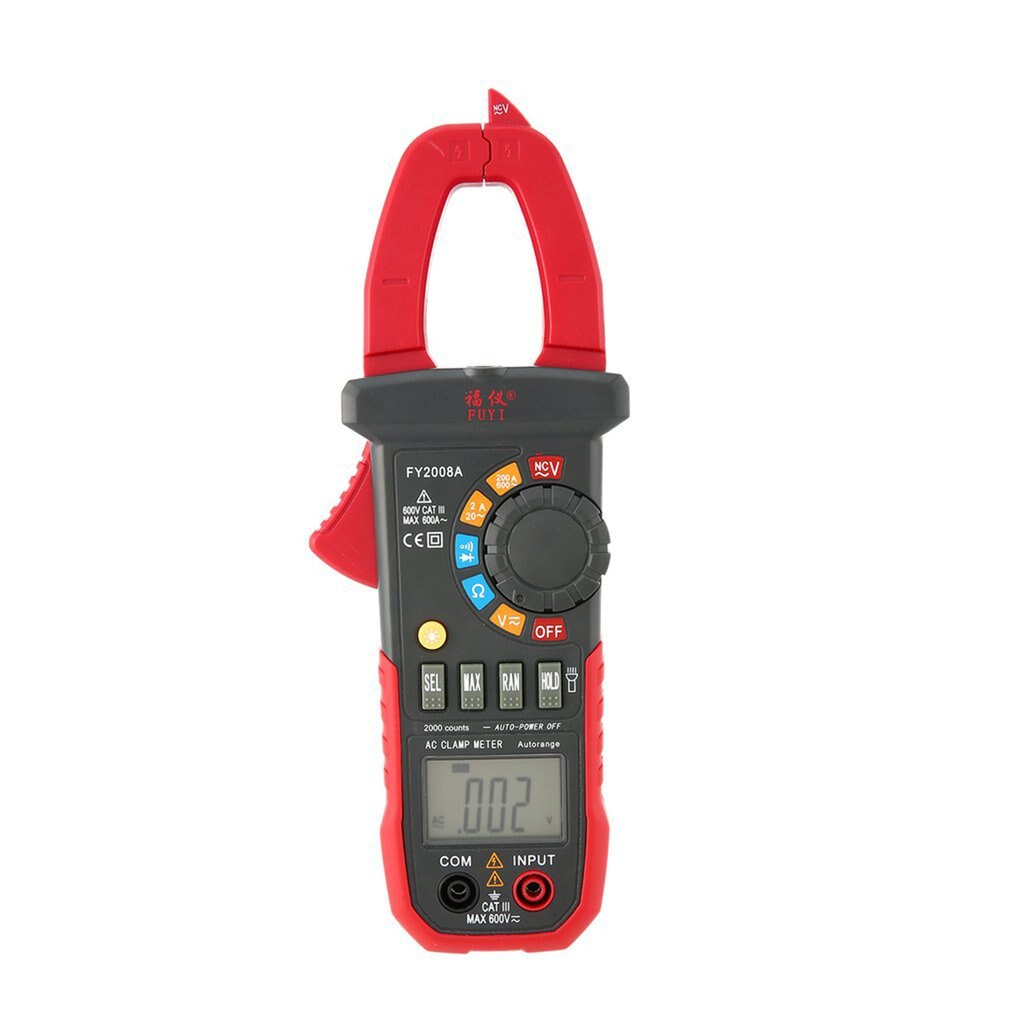 FY2008A Handheld Digital Clamp Meter Multimeter AC/DC Volt Ohm Temp Current Voltage NCV Tester Resistance Ammeter Multitester