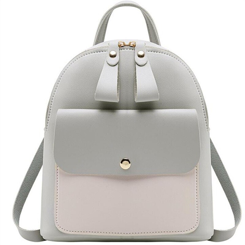 Mini mochila para mujeres, bandolera de cuero PU para chicas adolescentes, nueva mochila pequeña a la , mochila escolar para mujeres: gray 2