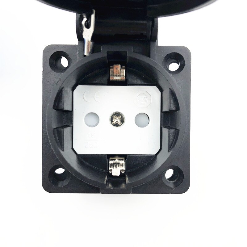 16A 250V Blauw Generator Bedieningspaneel Duitsland Waterdichte Socket Europese Stof Socket Voor Thuis Desktop Connector Plug: Black
