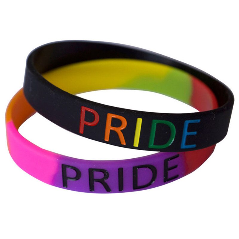 Brazalete de goma muñequera de silicona para deporte, orgullo, Arco Iris, gay, lésbico, unisexual, 1 ud.