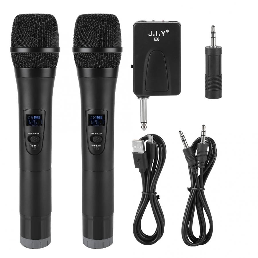 Microfoon 1 Te 2 Universele Vhf Draadloze Handheld Microfoon Met Ontvanger Voor Karaoke/Business Meeting Studio Microfoon: Black