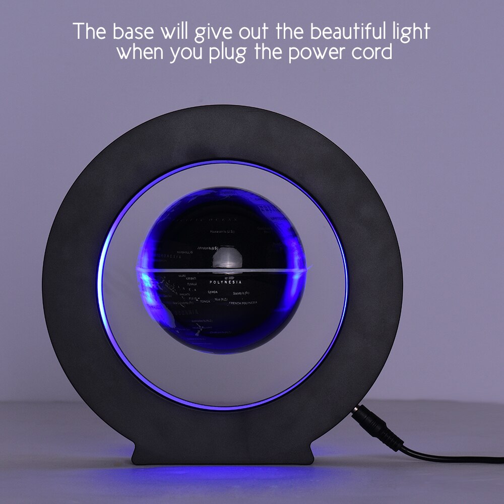 3.5inch Magnetic Levitation Floating Globe World Map Tellurion Anti Gravity with LED Light Round Shape Base for Home Office Desk