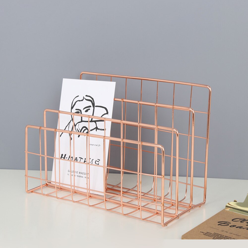 File shelf hard metal shelf simple desktop folder information shelf bookshelf storage box desktop office stationery