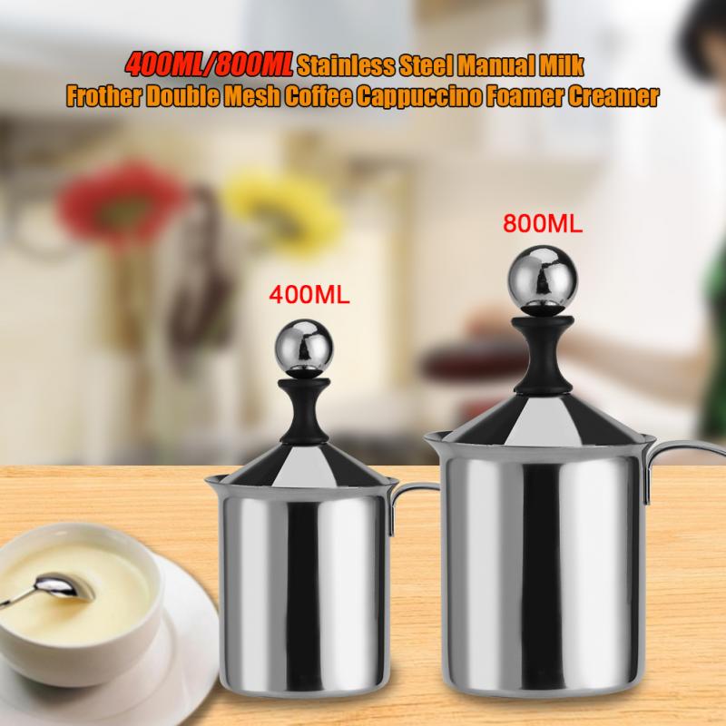 Originele 400 ML/800 ML Handmatige Melkopschuimer Rvs Double Mesh Melk Creamer Schuim Mesh Koffie foamer Creamer