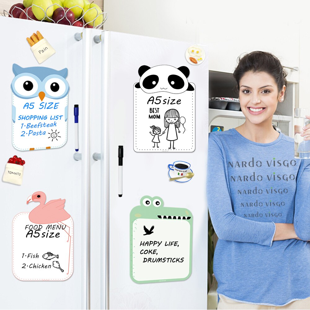 Creatieve Magnetische Whiteboard Sticker Voor Koelkast Koelkast Uitwisbare Schrijven Tekentafel Herinnering Opnemen Memo Bericht 4Pcs