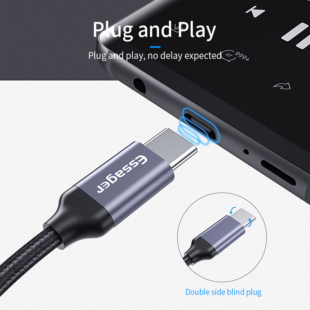Essager Adapter USB Type-C do 3,5 mm Jack żeński do słuchawek Zestaw słuchawkowy typu C do 3,5 mm Aux Kabel audio do Xiaomi Samsung Huawei