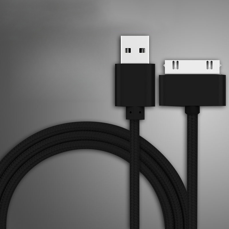 Usb-kabel för iphone 4 s 4s 3gs ipad 2 3 ipod nano touch snabbladdning 30 -stifts original laddningsadapter laddare datakabel: Svart