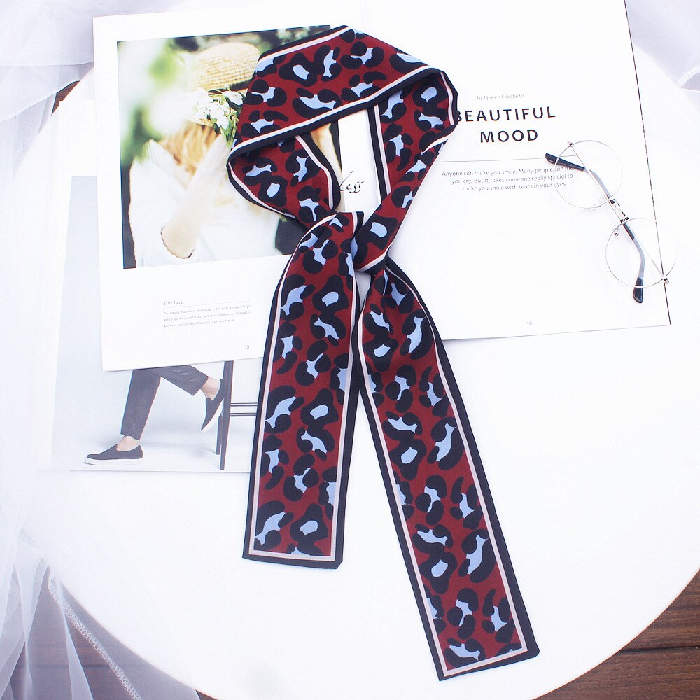 Luksus mærke leopard print taske becoration silke tørklæde til kvinder foulard kvinder binde lille silke tørklæde halstørklæde: 8