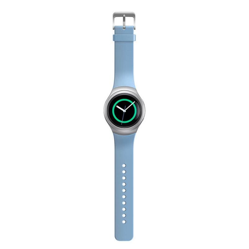 Para Samsung Gear S2 R720, reloj de pulsera de silicona, correa de repuesto para reloj, pulsera deportiva cromada, pulsera colorida de: light blue