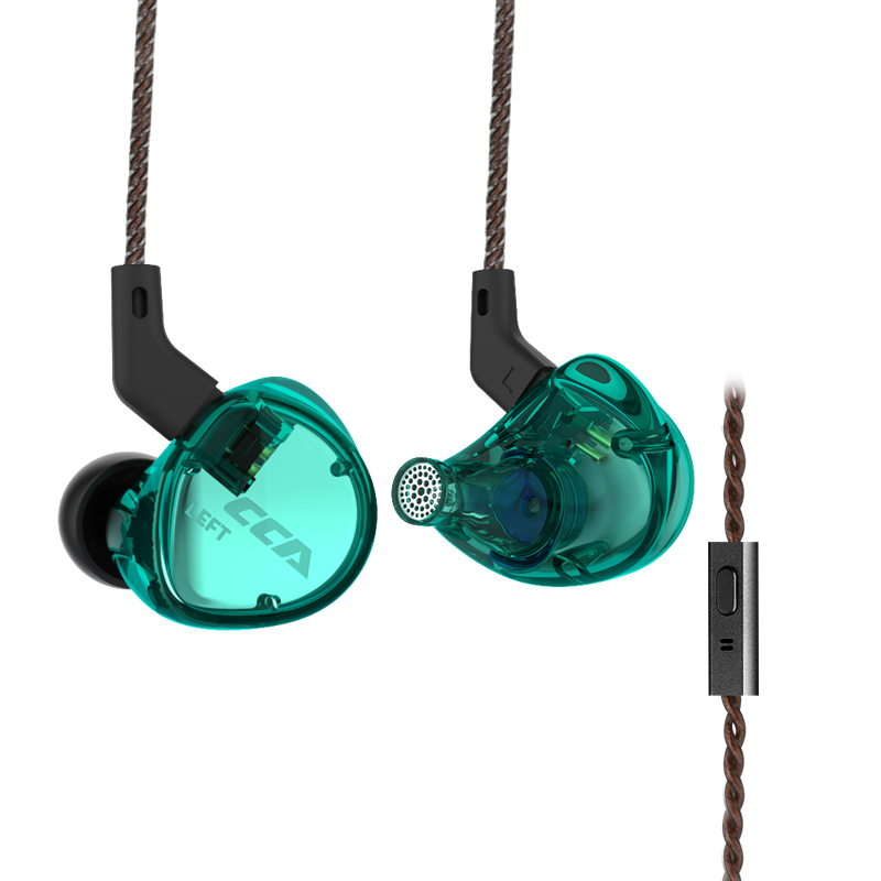 CCA C04 1BA + 1DD Anker Dual Fahrer Kopfhörer Abnehmbare Kabel In Ohr Audio Monitore Ear HiFi Musik Sport: Green mic