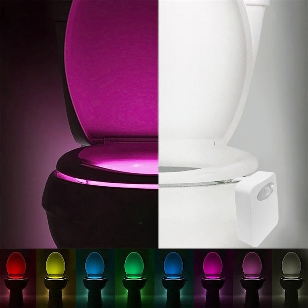Smart toilet 8 farver natlampe sensor auto lys led wc krop bevægelsesaktiveret sæde pir lampe piedestal toilet lys lille