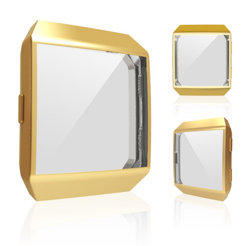 360 Degree Protection Cover For Fitbit Ionic Band Case Plating Coque Fit Bit ionic Watch Band Accessories Screen Protective Case: Gold
