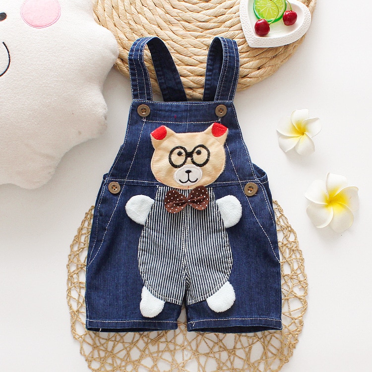 DIIMUU 1-3Y Summer Child Boys Short Pants Denim Clothes Infants Baby Boy Short Overalls Casual Cartoon Print Clothing