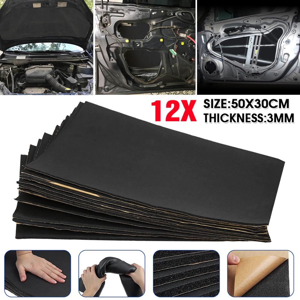9Pcs/12Pcs 10Mm 8Mm 6Mm Auto Geluid Mat Proofing Deadener Warmte Geluidsisolatie deadening Mat Kap Gesloten Cel Schuim 50x30cm: 12pcs 30x50x0.3cm