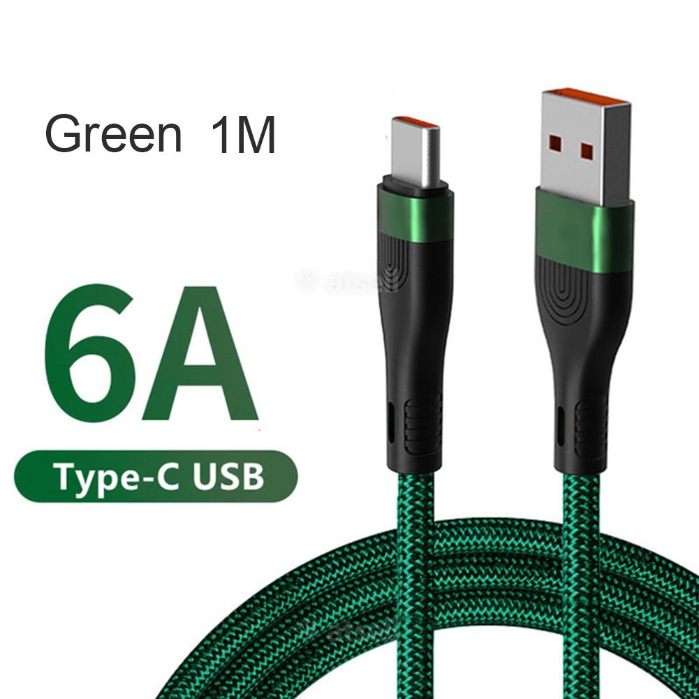 Type-C Cable 6A Charger Turbo Fast Charging for Xiaomi Mi 11 10 Pro 5G 9 Poco M3 X3 NFC Redmi Note10 K30s Tipo C: green / 1m