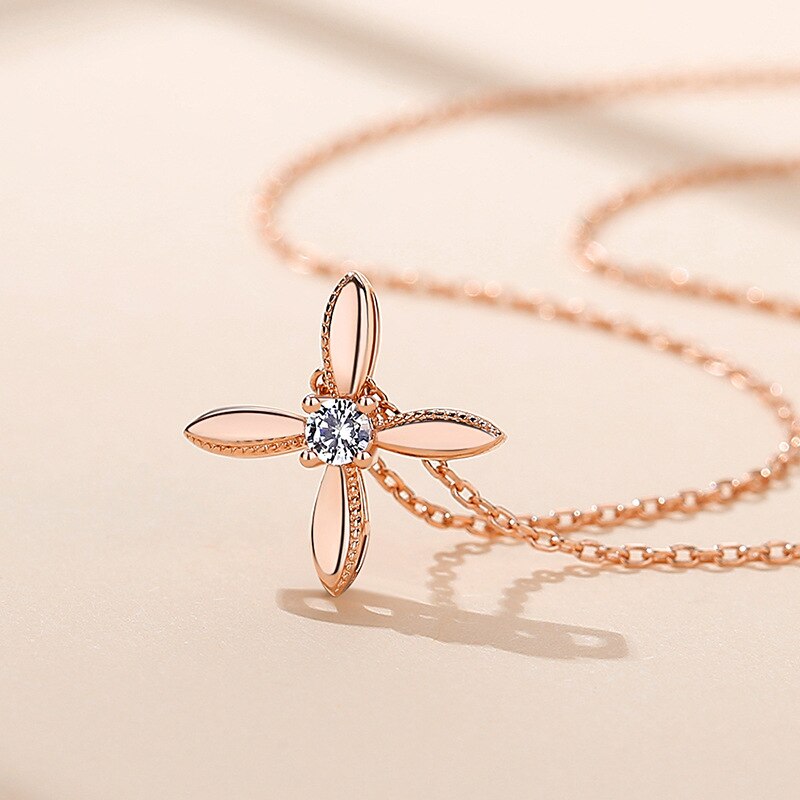 Coolkala Internet Celebrity Klavertje Vier Ketting Sterling Zilveren Mori Stijl Ins Stijl Choker Rose Goud Vier-C