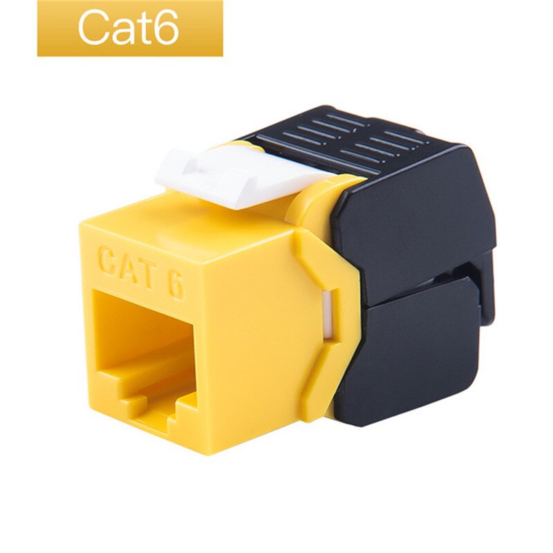 RJ45 Connector Cat6 Jack Modules RJ 45 Female Tool Less Cat 6 Keystone Repeatable Using For 23-26AWG Cable 15u&quot; Gold Plated: Yellow / 5pcs