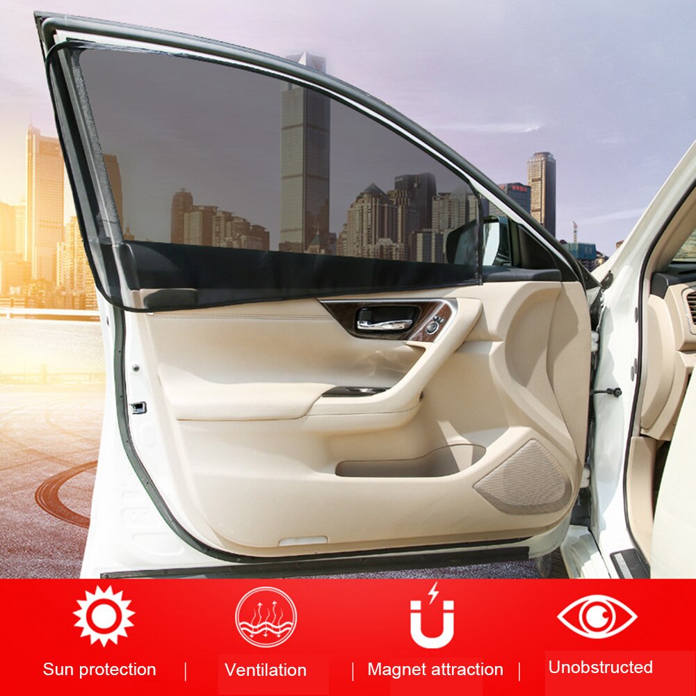 1/2/4 Uds ventana sol sombra tela de gasa negra cubierta parasol para coche delantero trasero Protector lateral plegable Auto parasol cortina