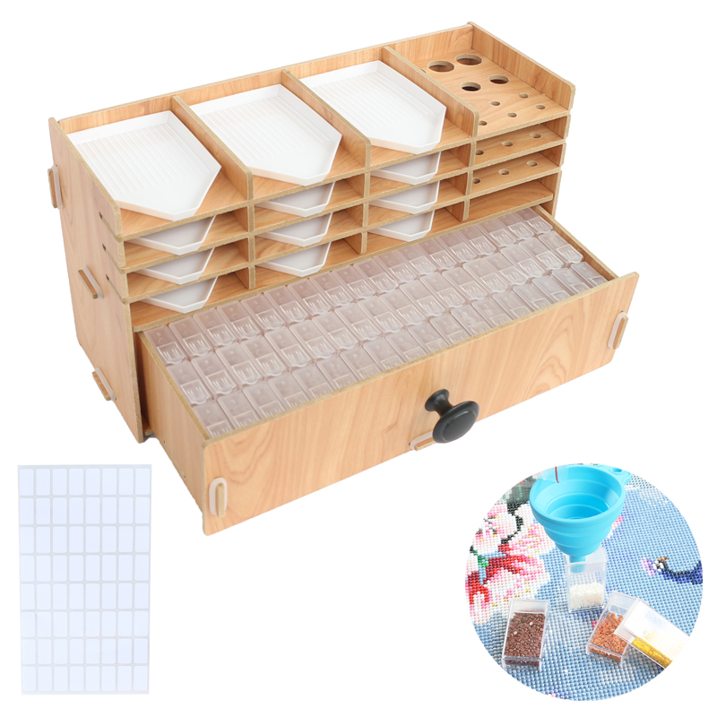 Wooden Drawer Organizer Box Diamond Painting Tray DIY Craft Storage Accessoires Tools Kit Bead Container Organizer Racks