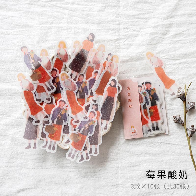 30pcs/lot Kawaii Girls Flowers Stickers Set Scrapbooking Stickers For Journal Planner Diy Crafts Scrapbooking Diary