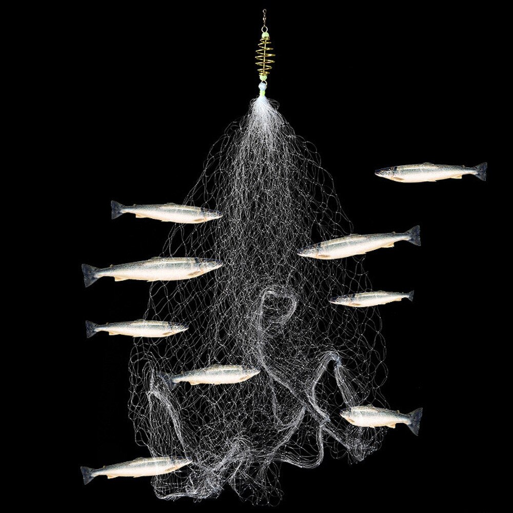 Multi størrelse fiskenet fælde mesh lysende perle kobber fjeder stim net fiskenet tackle