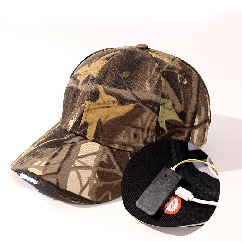Chapeau lumineux avec lumière Led, casquette de Baseball Rechargeable, tour de tête 53cm-58cm, Camping en plein air, feuille d&#39;érable, riz, pêche de nuit: Rechargeable-CP