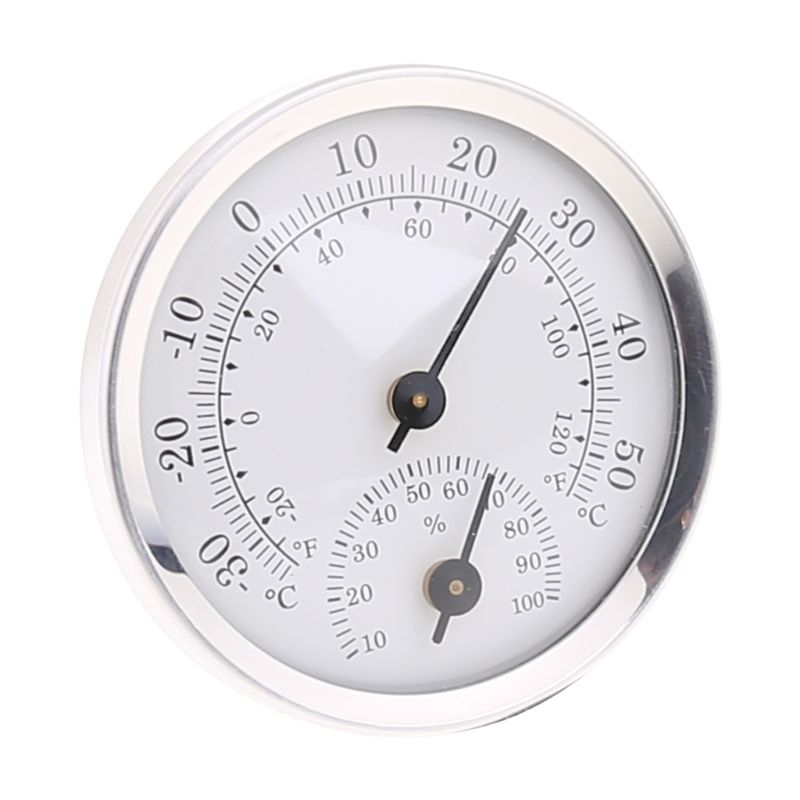 Huishouden Wandmontage Analoge Temperatuur Vochtigheid Meter Aluminium Thermometer Hygrometer-30-50C