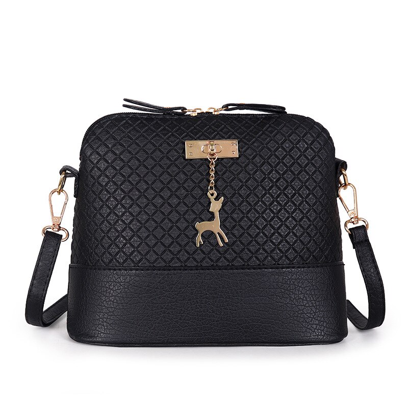 Vrouwen Messenger Bags Mini Pu Lederen Tas Met Herten Speelgoed Shell Vorm Zak Vrouwen Schoudertassen Dames Rits handtas: Black