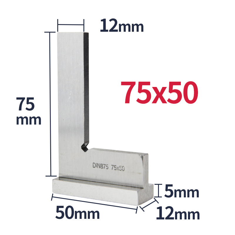 90 graders vinkel flad kant firkantet vinkel lineal træbearbejdningsværktøj snedker firkant lineal metal firkantet kulstofstål måler prøv firkantet: 75 x 50 med base 90