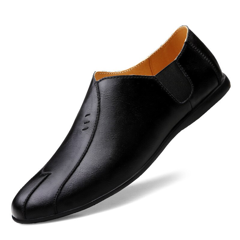 Reetene herre loafers mokkasiner delt skinn uformelle herresko myk behagelig slip-on fottøy menn kjole sko kjøresko: Svart / 8.5