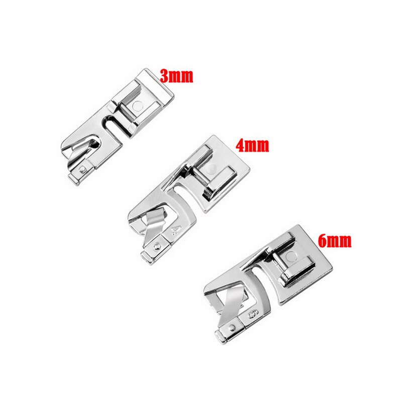 Nuova Vendita Calda Domestica Macchina Da Cucire Piedino Orlo Arrotolato Piedi impostato per fratello Accessori per il Cucito: bianca