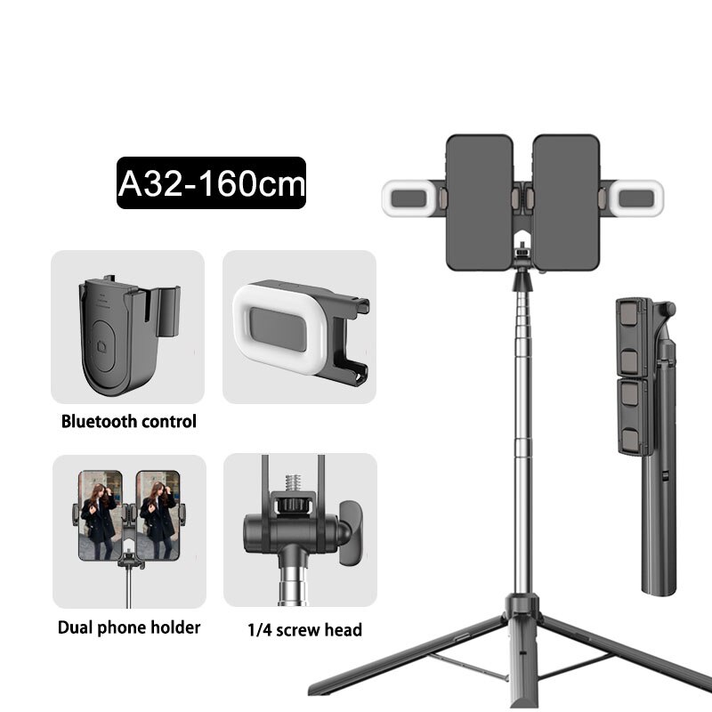 CYKE A31/A32 160CM Mini trípode/palo Selfie, rotación de 360 de cardán portátil selfi palo Selfie monópodo para el teléfono inteligente de la tableta: A32 C1 Fill light