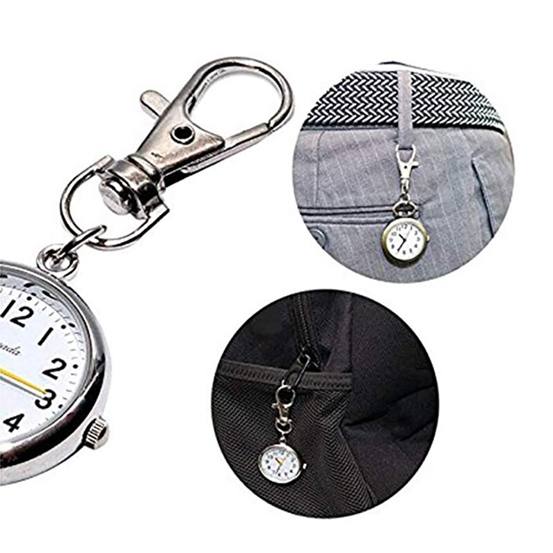 Mens Vrouwen Lichtmetalen Metal Verpleegster Arts Pocket Horloges Mode Dames Ziekenhuis Medische Quartz Lichtgevende Sleutelhanger Horloge